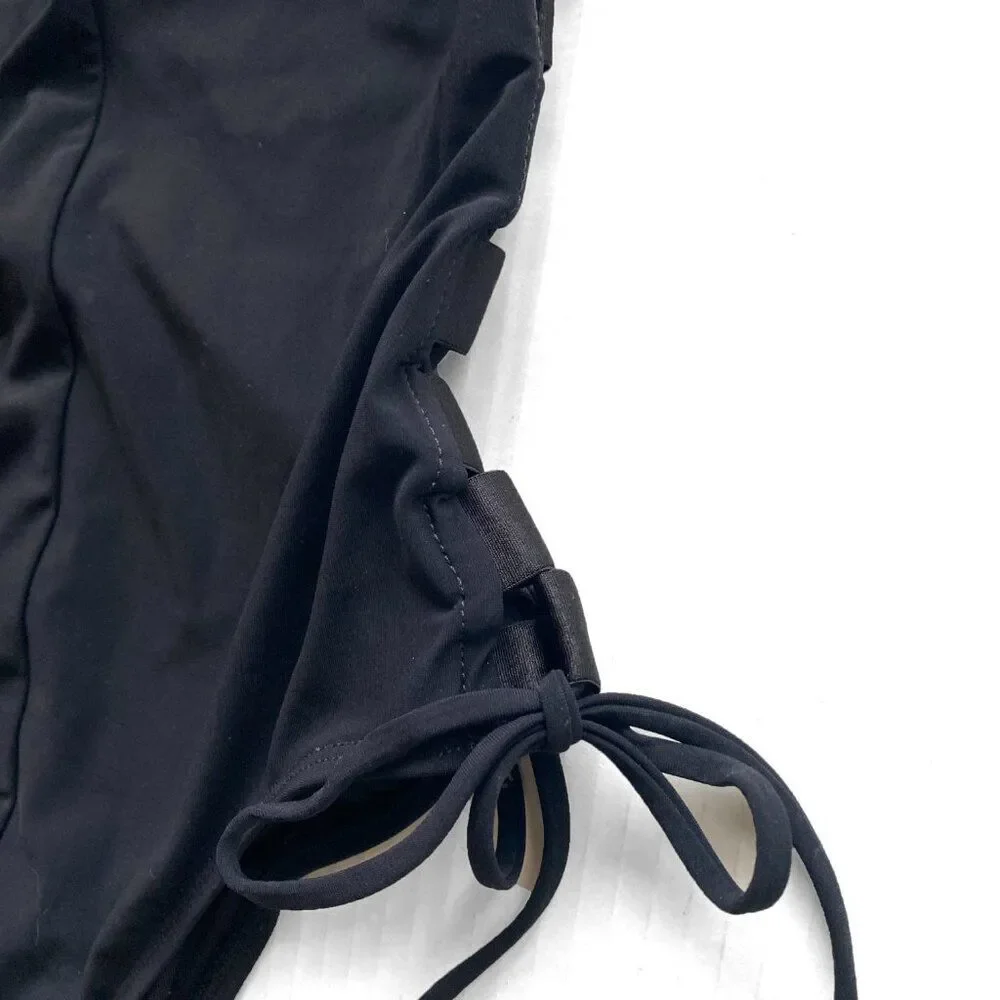 Zimmermann Black Lace-Up One-Piece Swimsuit